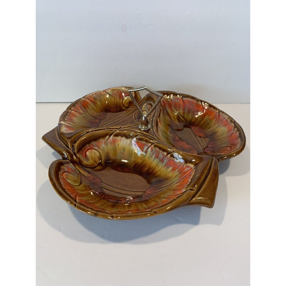 Maurice California Divided Dish Fall Leaf #87 Centerpiece MCM Vintage